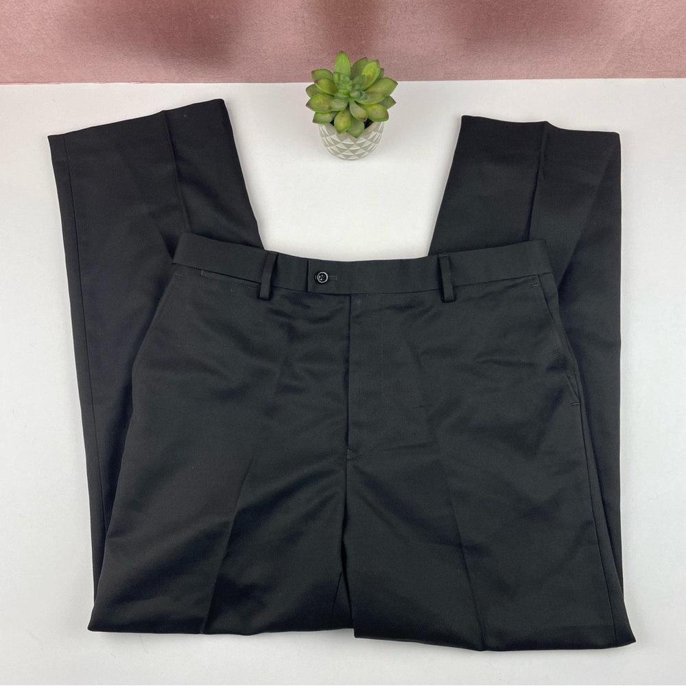 Saddlebred Black Flat Front Dress Pants Men Size 34x30